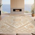 thumbnail image 2 of Design&I 8'x10' Washable Area Rug Beige Boho Symmetrical Concentric Motif Farmhouse Vintage Dining for Room, Large Office, Lounge, Snag-Free, 2 of 7