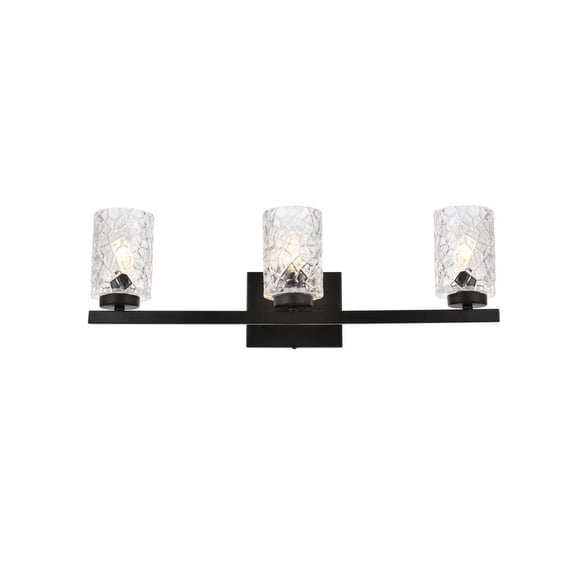 Cassie 3 lights bath sconce in black with clear shade