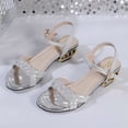 thumbnail image 4 of Dakaela Women's Low Heels for Women Braided Open Toe Ankle Strap Block Chunky Heel Sandals Holiday Party Wedding Dress Pumps Shoes (7.5,Silver), 4 of 6