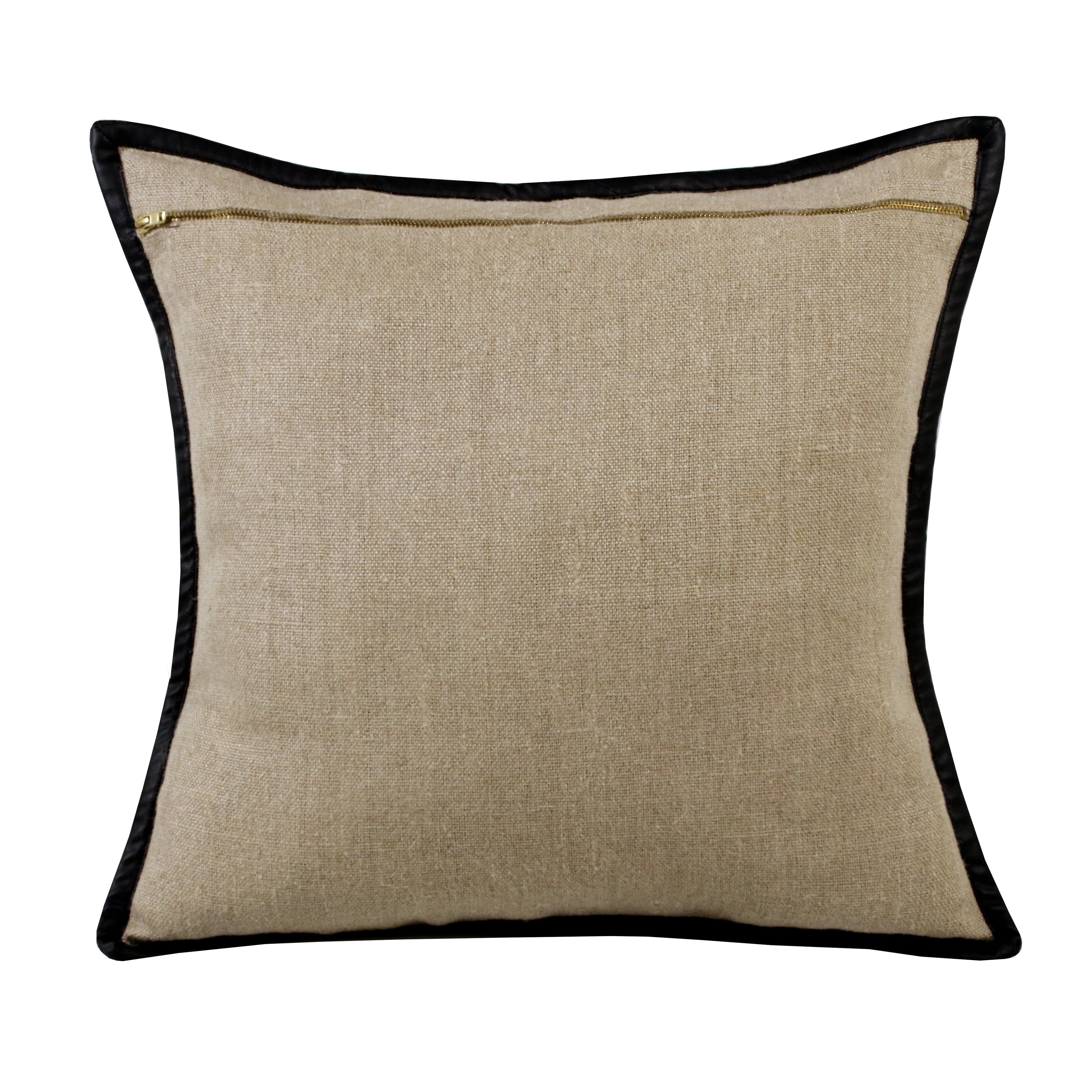 Harlow Hill Faye 20" x 20" Tan/Black Solid Linen Adult Decorative Throw Pillow Cover