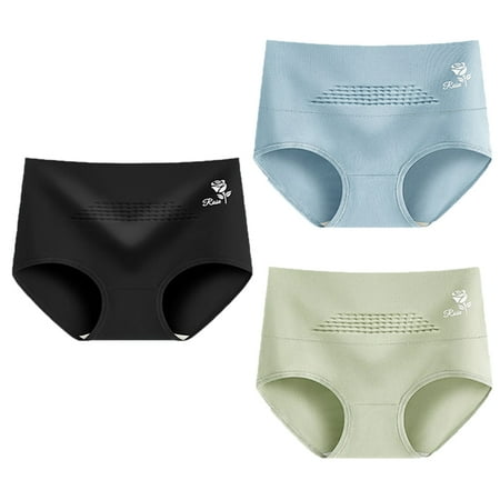 

Baywell 3 Pieces Underwear Women High Waisted Cotton Panties Ladies Plus Size Briefs Tummy Control Underpants Multipack L