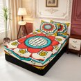 thumbnail image 2 of Erosebridal Yellow Blue Mandala Zipper Twin Comforter Sets with Fitted Sheet and 2 Pillowcases,Red White Motif Zipper Bedding Set,Black Reversible,4 Pieces, 2 of 7