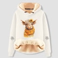 thumbnail image 2 of NinXxx Women's Casual Cow Print Hoodie Long Sleeve Pullover Sweatshirt Beige XXXL, 2 of 4