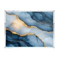 thumbnail image 2 of WOBOGO Dark Blue Gilt Pattern Acrylic Serving Trays 15.7x11.8 Inch Spill Proof Clear Decorative Organizer with Handle, 2 of 7