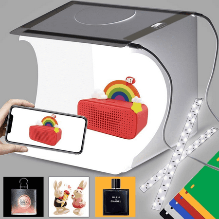 Mini Photo Studio Light Box,Photo Shooting Tent kit,Portable Folding Photography Light Tent kit with 40pcs LED Light + 6 Kinds Color Backgrounds for Small Size Products