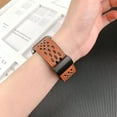 thumbnail image 3 of Band Compatible for Apple Watch 41mm 40mm 38mm Luxury PU Leather Breathable Hole Design Folding Buckle Replacement Bracelet Strap for iWatch Series 9 8 7 6 5 4 SE 3 2 1, Brown, 3 of 6