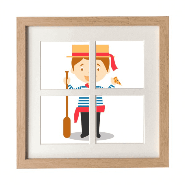 Blue White Stripe Italia Cartoon Pantalla de escritorio de pared de marco 4 aperturas