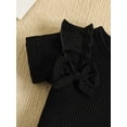 thumbnail image 5 of Wassery Toddler Girls Summer Outfit Sets Solid Color Short Sleeve Ruffle Ribbed Knit Shirt Bow Tops + Button Down Corduroy Ribbed Skirt 2Pcs set, 5 of 9
