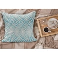 thumbnail image 2 of Ikat Fluffy Throw Pillow Cushion Cover, Aztec Culture Inspired Geometrical Motifs with Weathered Look South American, Decorative Square Pillow Case, 16" x 16", Blue Pale Grey White, by Ambesonne, 2 of 5