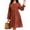 Caramel, variant on Cuteduck Women Plus Size Fall Casual Long Sleeve Dress Round Neck Tiered Knitted Flared Sleeve Midi Ruffle Dress 1X-5X