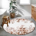 thumbnail image 4 of Brown Red Eucalyptus Leaves Round Rug 3.3ft Washable Circle Entryway Rugs Non Slip Watercolor Spring Summer Botanical Area Rug Indoor Floor Carpet for Bedroom Kitchen Home Office Dining Room, 4 of 8