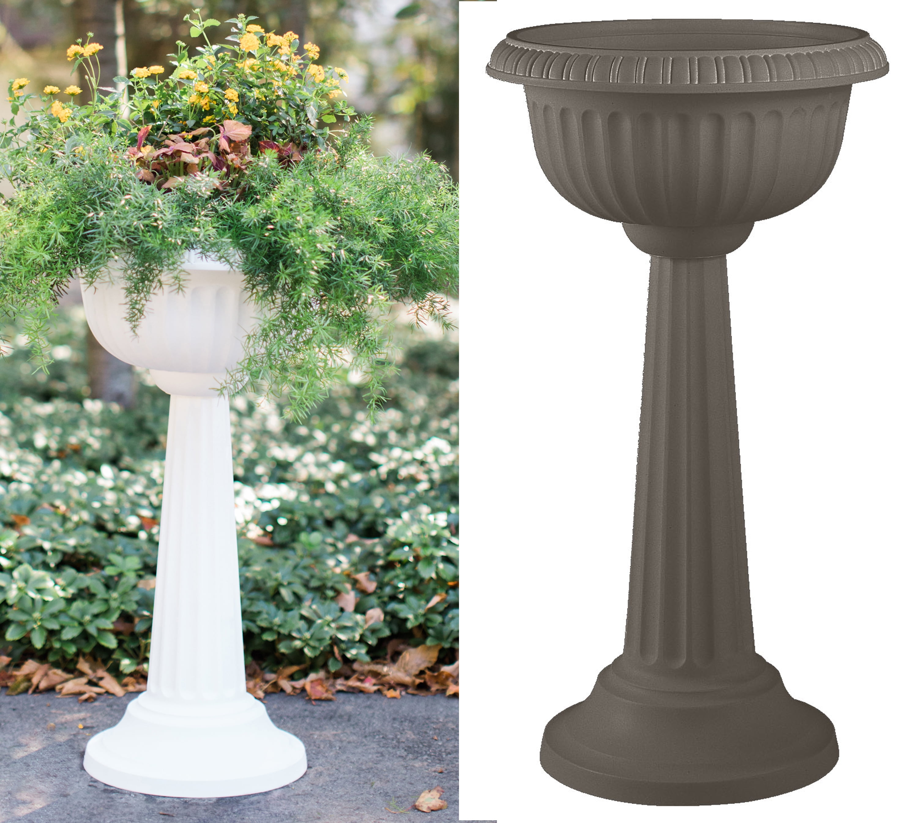 Bloem Grecian Urn Pedestal Planter 18" Peppercorn by Bloem