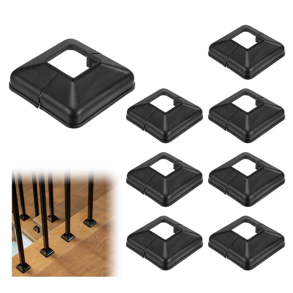 Uxcell uxcell 8-Pack Post Base Cover, Fits 1.57"x 1.57" Post Skirt Split Type for Indoor/Outdoor Iron Railing/Wood Posts/Fence/Stairs/Patios/Handrail/Porch Column Wrap Post Trim [Black]