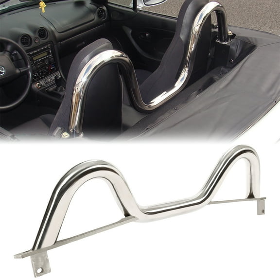 Kojem Classic Support Bed Roll Bar for 90-05 Mazda Miata MX5 Roll Cage 304 Stainless Steel Silver Polishing