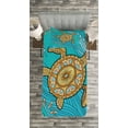 thumbnail image 3 of Ambesonne Turtle Quilted Bedspread Set 2 Pcs, Doodle Water, Twin Size, Turquoise, 3 of 3