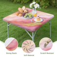 thumbnail image 4 of Pink Gold Marble Pattern Square Fitted Tablecloth with Elastic Edge,Square Table Cover,Washable Elastic Table Cover for Home Kitchen Party Decor 34"x34", 4 of 6