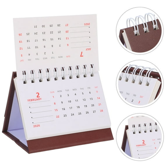 WRISTBIQUE Cute Coffee Decorative Desk Calendar 2026 Mini Calendar for Office with Standup Design