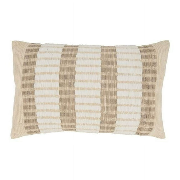 14 x 23 in. Classic Charm Stripe Oblong Down Filled Throw Pillow, Natural
