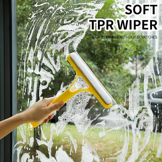 Three In One Glass Scraping Glass Brush Window Cleaning Brush Household Multi-function Sponge Brush With Sprayer