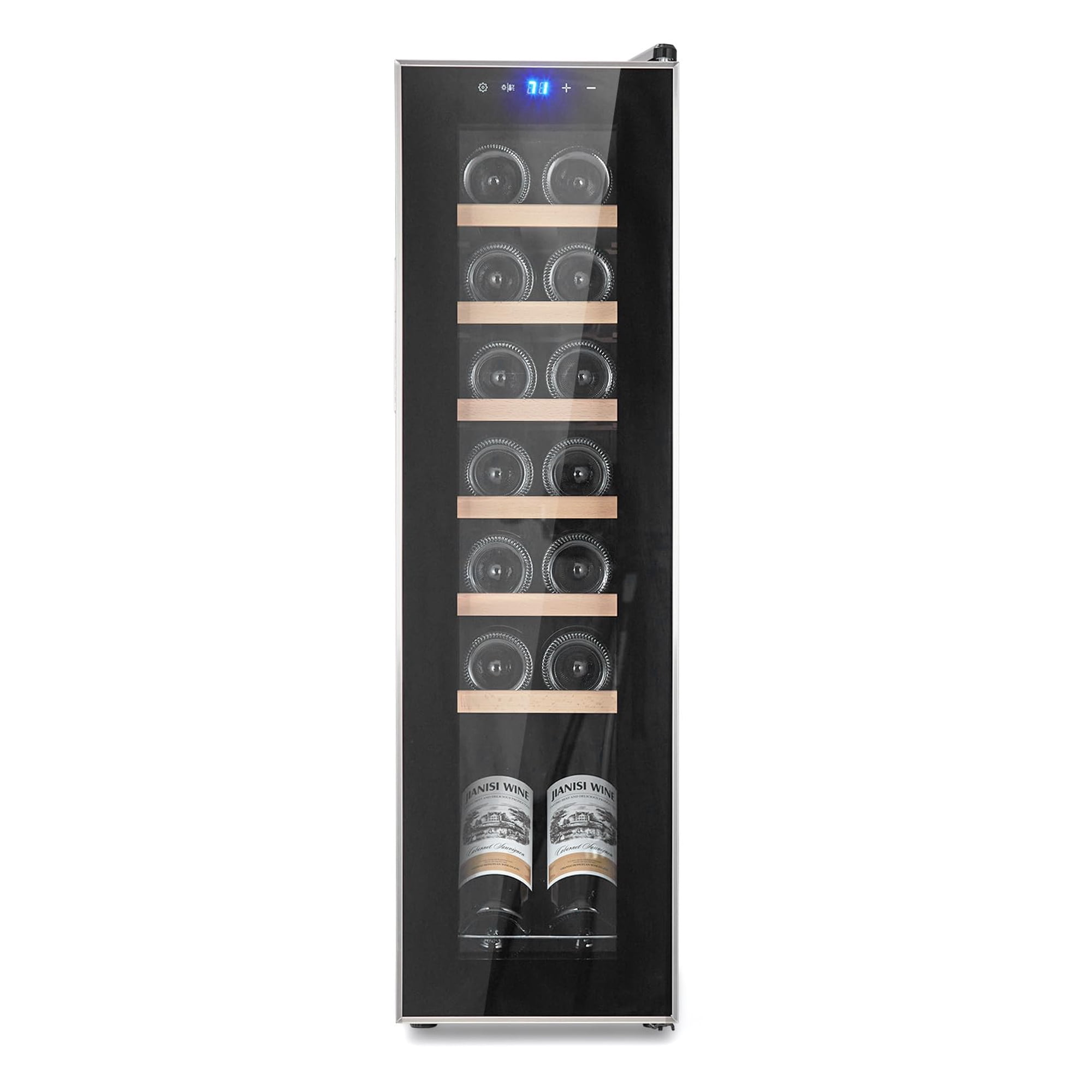 Towallmark Beverage Refrigerator Cooler, 18 Bottle Compressor Wine Cooler, Freestanding Beverage Refrigerator, Wine Cellar with Adjustable Temp Control for Red, White, Champagne, Beer and Soda