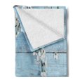thumbnail image 2 of Rustic Soft Flannel Fleece Throw Blanket, Branch Blooming Warm Season Flowers on Wooden Fragility of Spring, Cozy Plush for Indoor and Outdoor Use, 50" x 60", White Pale Blue, by Ambesonne, 2 of 5
