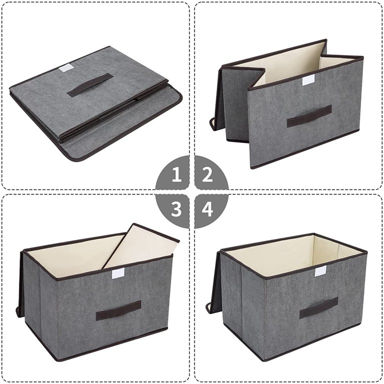 DIMJ Storage Bins with Lids, 3 Pcs Large Foldable Fabric Closet Organizer Storage Bins with Handle, Flip-Top Lid, Cube Storage Basket Box for Shelf