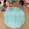 thumbnail image 3 of Turquoise Round 15 Inch Placemats Set of 4, Modern Abstract Art Ombre Striped HeatResistant Non Slip Place Mats for Dining Table, Wipeable Braided Kitchen Table Mats for Housewarming, 3 of 9
