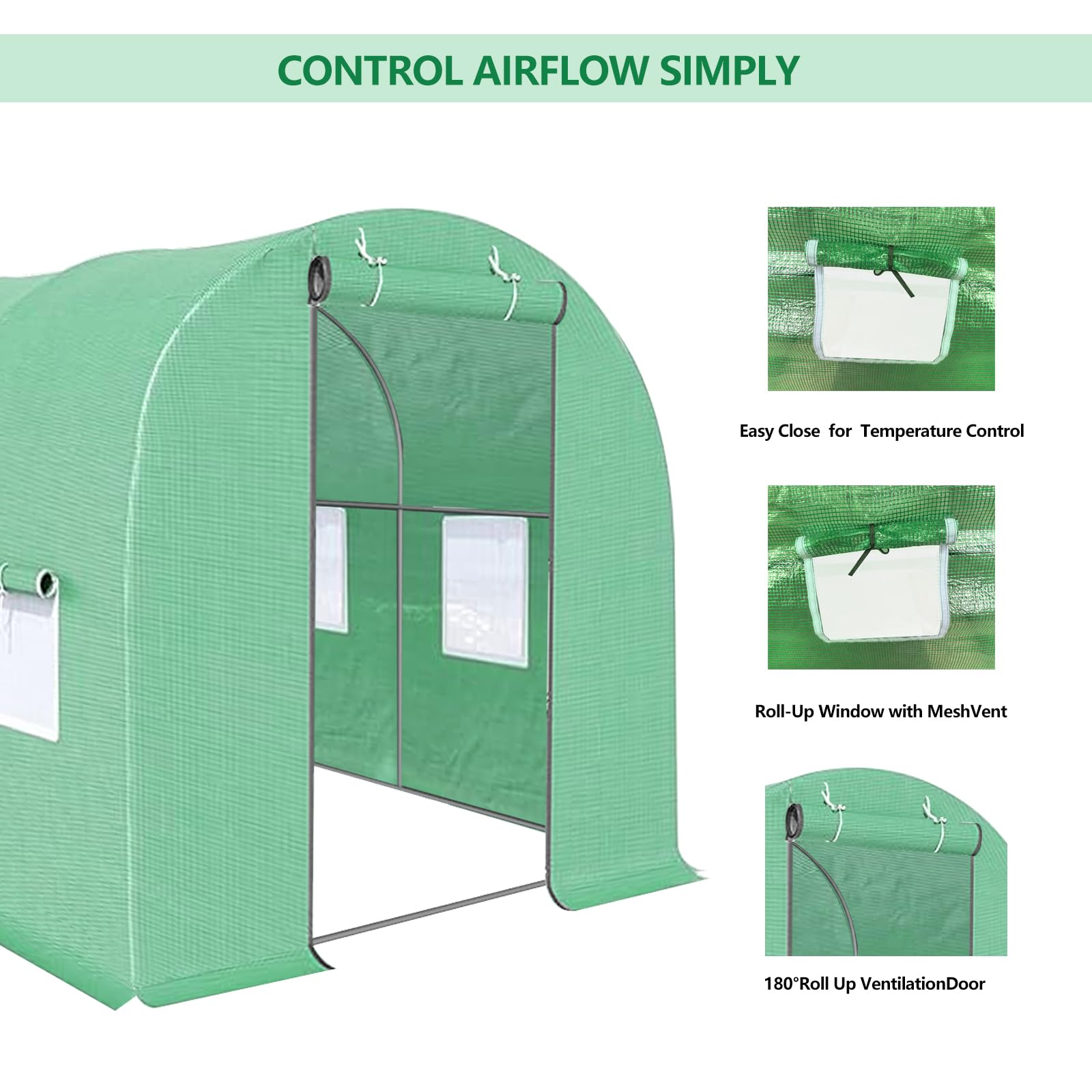 Danolapsi Walk-in Green House,Tunnel Green Houses Outdoor Portable Plant Gardening Upgraded Galvanized Steel Frame Zipper Doors