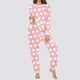 thumbnail image 5 of Conjunto de top y pantalón largo de poliéster con cuello redondo y manga larga para mujer, 5 of 6