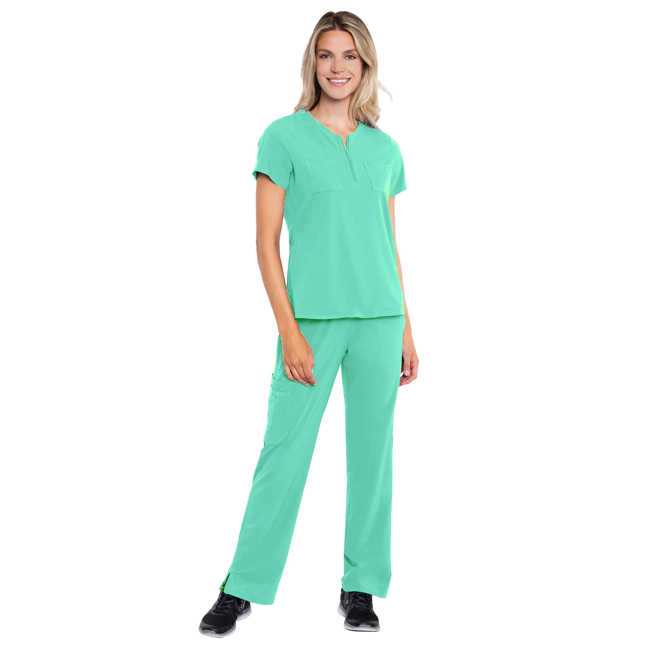 Med Couture Med Couture Peaches Women’s Zip Neck Scrub Top & Merrow