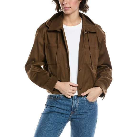 Theory womens Hood Crop Jacket, l, Green