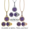 thumbnail image 4 of Solid 925 Sterling Silver & Gold Halo Pendant & Earring Birthstone Set w/ Pure Brilliance Zirconia - Hypoallergenic, Rose Gold Plated, February - Simulated Amethyst, 4 of 8