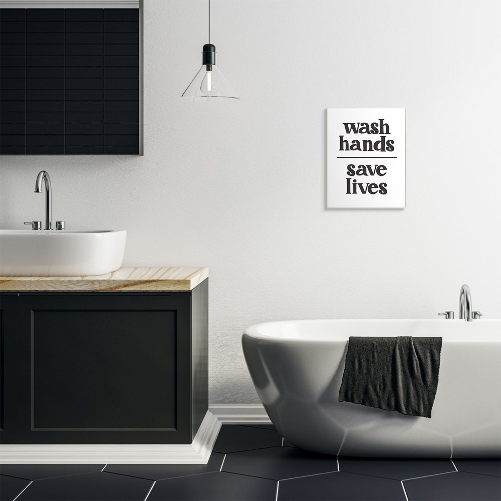 Stupell Industries Wash Hands to Save Lives Bathroom Phrase Designed by Amanda Houston