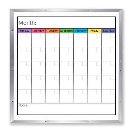 Flipside Products Framed Monthly Calendar Whiteboard, 48'' x 48''