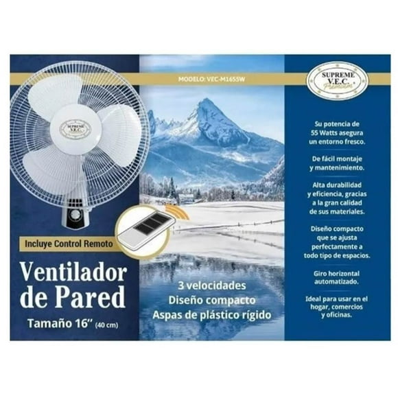 VENTILADOR DE PARED 16 BLANCO C/R VEC VEC-W1655W