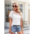thumbnail image 6 of Women'S Short Sleeve Shirts Dressy Lace Summer Tops 2025 Spring Trendy Casual T-Shirts Cute Work Outfits Blouses White L, 6 of 8