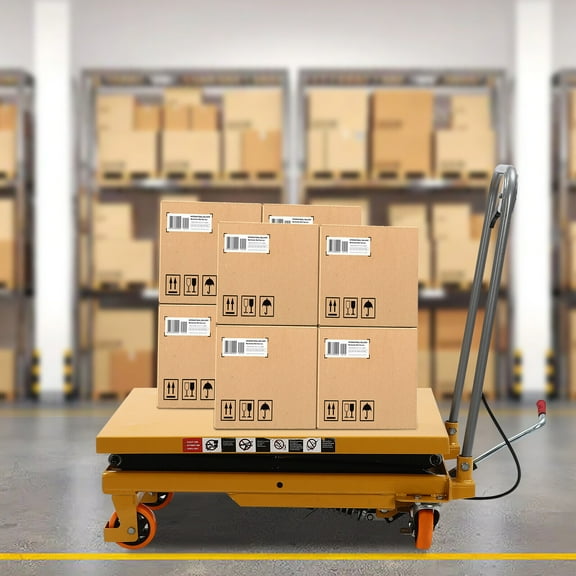 Hydraulic Scissor Lift Table, Single Scissor Hydraulic Lift Table, Hydraulic Lift with Locking Wheels for Material Handling and Transportation