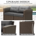 thumbnail image 4 of Cozyhom Brown Wicker Rattan Patio Loveseat,Sectional Couch Corner Chair with Armrest and Dark Gray Cushions, 4 of 7