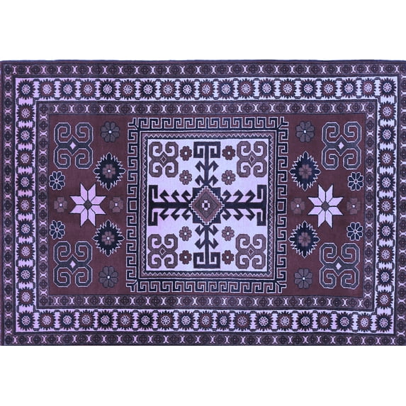 Ahgly Company Indoor Rectangle Geometric Blue Traditional Area Rugs, 8' x 12'