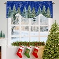 thumbnail image 3 of Christmas Tree Tie Up Valances Curtain, Watercolor Winter Snowflakes Blue Adjustable Rod Pocket Short Window Treatment Tie Up Curtains Valances for Kitchen Living Room Bathroom 60x18 Inches, 3 of 9