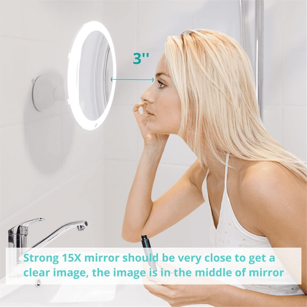 1 x LED Magnifying Mirror-White