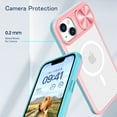 thumbnail image 6 of Crystal Clear Design for iPhone 14 Plus Case with Camera Lens Sliding Cover, Military Grade Drop Protection Non-Yellowing Slim Transparent Shockproof Phone Case for iPhone 14 Plus, Pink, 6 of 6