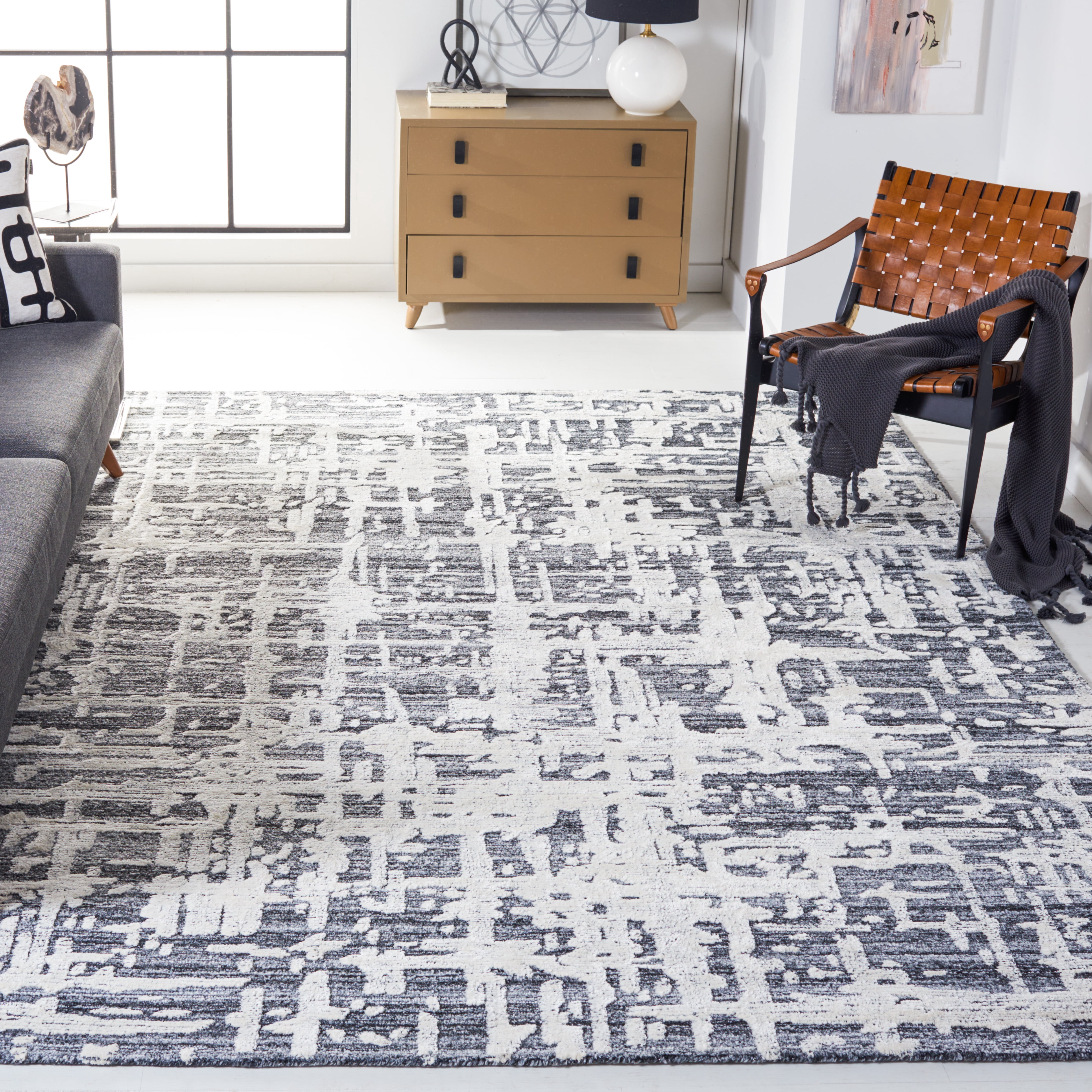 SAFAVIEH Soho Bianca Abstract Area Rug, Grey/Ivory, 8' x 10'