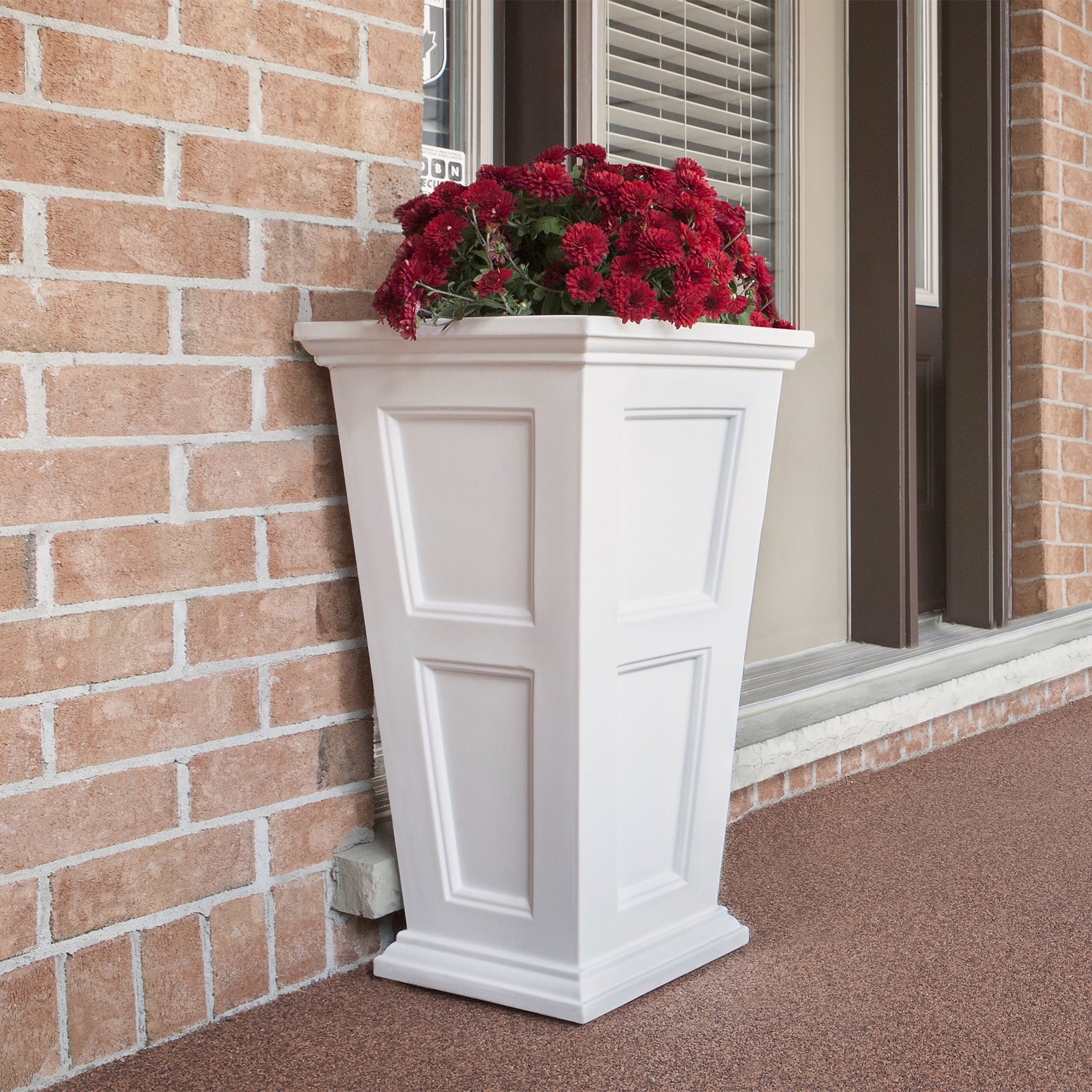 Mayne Fairfield 19" x 19" x 34" Square Tall White Self Watering Plastic Planter