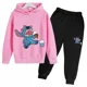 thumbnail image 2 of Ropa para niños, tendencia, chándal cálido, otoño, estampado de dibujos animados de anime, sudadera con capucha para niños y niñas, conjunto de traje de dos piezas y pantalones, 2 of 5