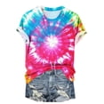 thumbnail image 4 of VBTAPA Womens Tie Dye T-shirt Short Sleeve Novelty Graphic Tees Trendy Summer Going Out Blouse Tops Daily Sales Multicolor XXL, 4 of 5