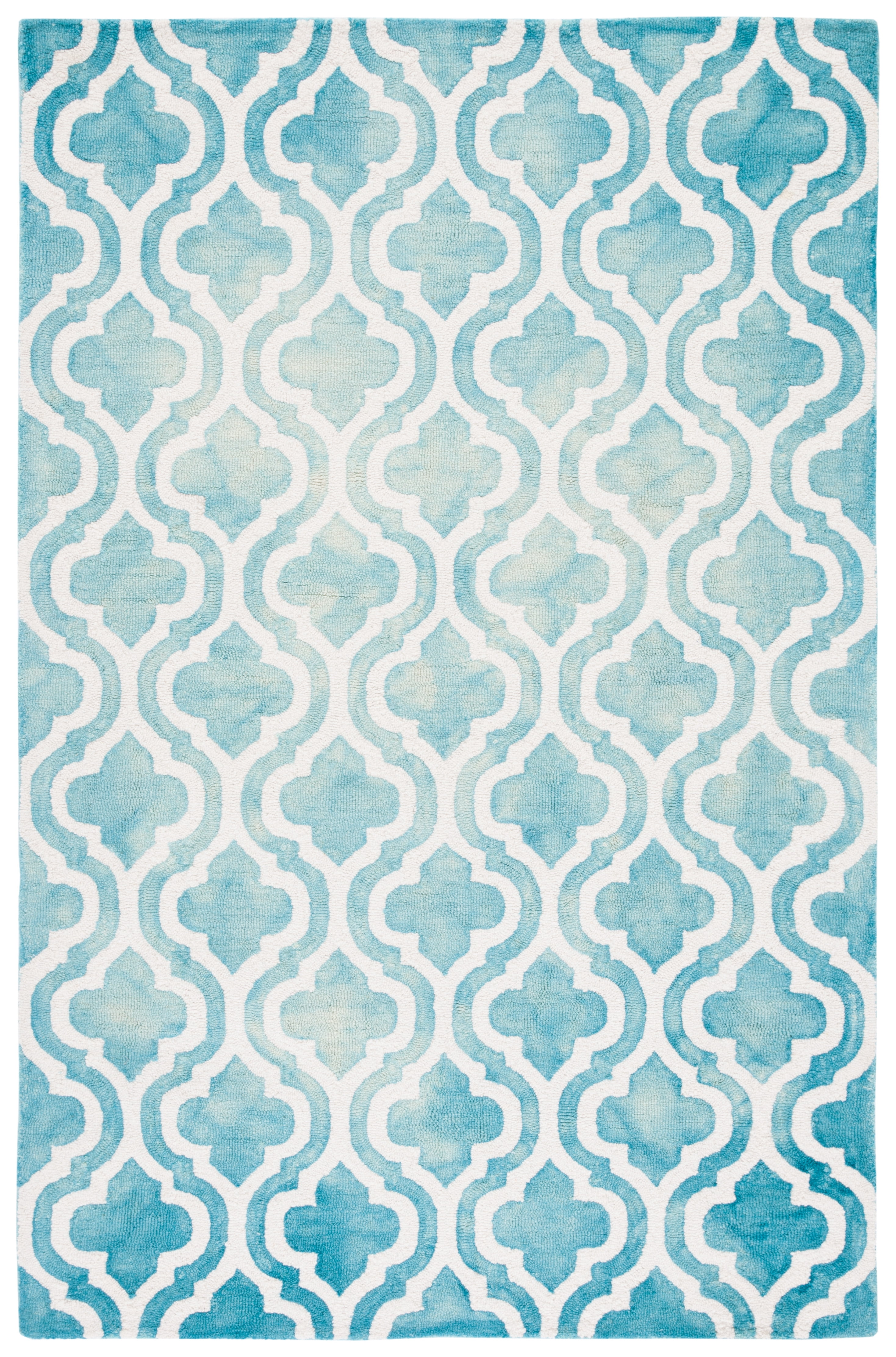 Safavieh Dip Dye Jolyon Geometric Wool Area Rug, Turquoise/Ivory, 6' x 9'