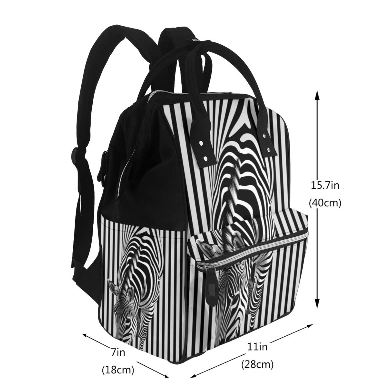 Defioc Optical Zebra Illusion for Baby Diaper Bag Backpack - Baby Bag for Boys & Girls - Diaper Backpack - Large Travel Diaper Bags- Baby Registry Search & Shower Gifts