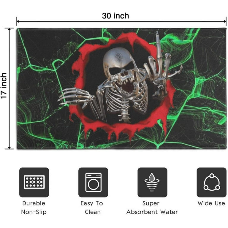 Colorful Skulls Halloween Door Mat, Soft Non-slip Water-absorbent