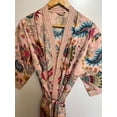 thumbnail image 5 of Cotton kimono Robe Dressing Gown, Block Print Bridesmaid Robe, Summer Nightwear, one Size Robe , Handmade Cotton Robe, Crown Print Robe, 5 of 5